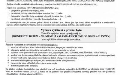 Výzva k vyklizení bytu vzor